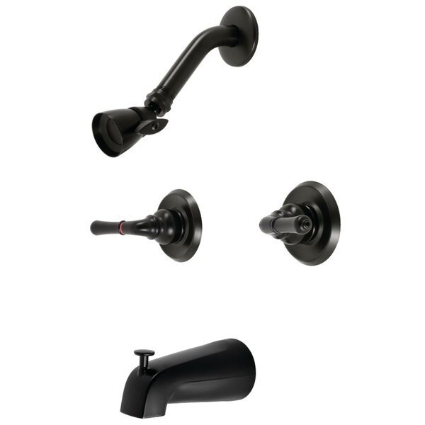Two-Handle Tub and Shower Faucet, Matte Black, Kingston Brass, Mfr#: KB240